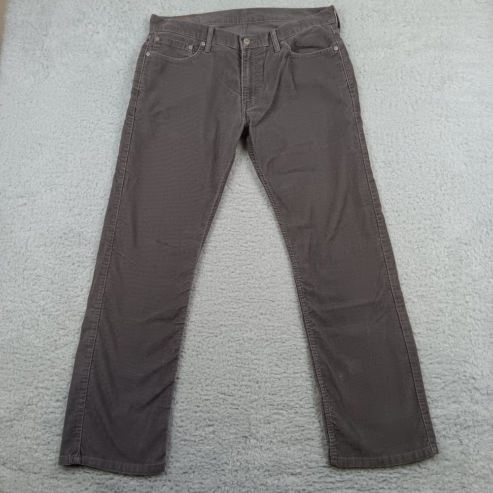 Levi Pant 514 Men 36x32 Gray Corduroy Straight Fit 00514-0507